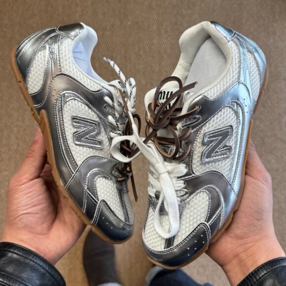 ✅New Balance X Miu Miu 530 SL metallic leather and mesh sneakers - Picture 2 of 7